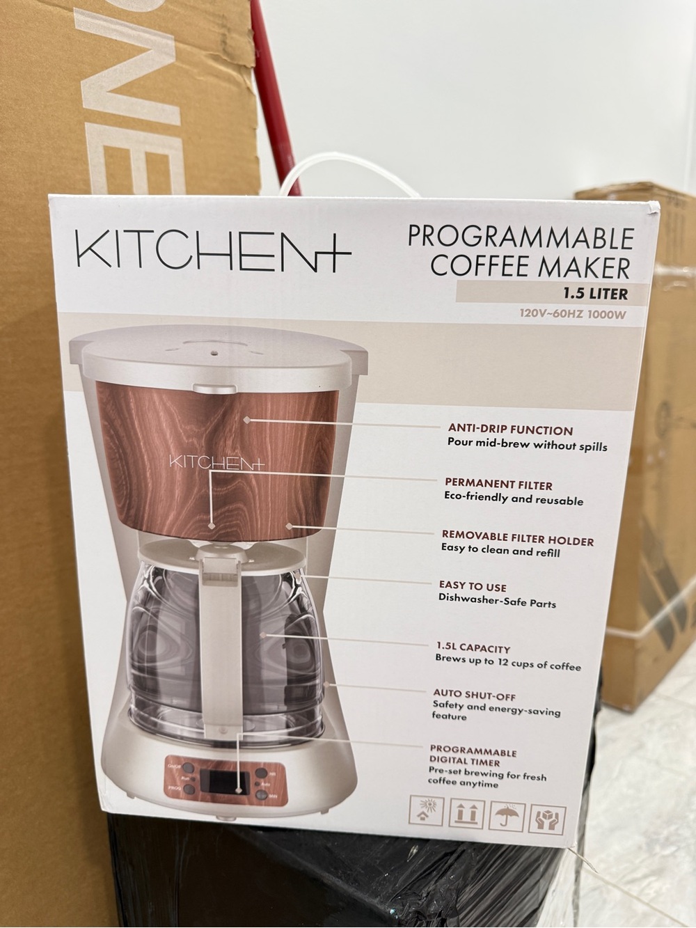 Programmable Coffee Maker - Rose Wood/White